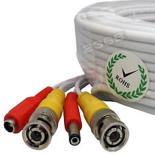 100ft High Quality Video Power Bnc Cable Fit Lorex Cctv Cameras White 