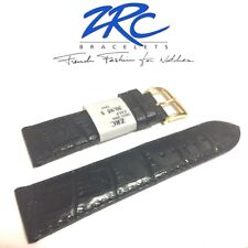 22mm Zrc Rochet 5193801 Black High Grade Croco Grain Semi-gloss Short Watch Band
