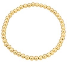 4mm Bead Round Solid Yellow Filled Gold Ball Stretchy Bracelet 7 Inches