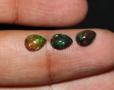 6x4 Mm Black Opal Gemstone, Poire Éthiopien Cabochon Desseré Pierre Précieuse