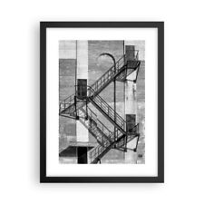 Affiche Poster 30x40cm Tableaux Image Escaliers Noir Et Blanc B�timent Wall Art