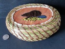 Beaver & Lodge: Oval Porcupine Quill/coil Sweetgrass Basket: Paul St John-mohawk