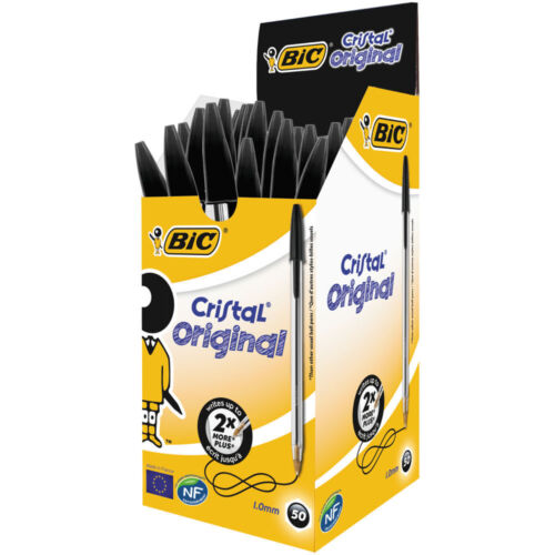 Bic Box Of 50 Cristal Original Ballpoint Pens Medium Point 1.0mm) – Black