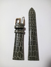 Bracelet En Cuir De Alligator Vrai De 20/16 Mm. Gris - Mat