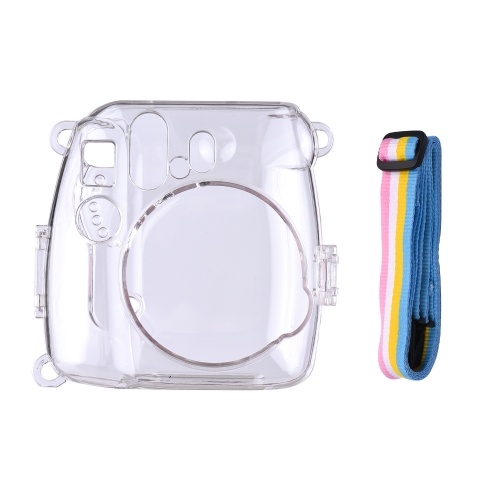 cafago Étui de protection transparent pour appareil photo instantané avec remplacement de lanière arc-en-ciel pour fujifilm instax mini 8/9