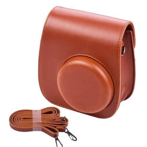 cafago Étui pour appareil photo instantané portable porte-sac en cuir pu avec bandoulière compatible avec fujifilm fuji instax mini 11