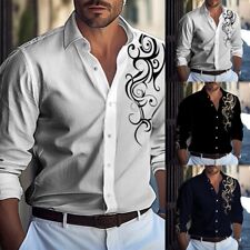 Chemise Homme à Manches Longues Boutonnée Imprimé Baroque à La Mode Pour Fê