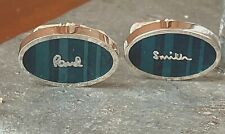 Cufflinks - Paul Smith Brushed Silver Oval Signed Cufflinks - England