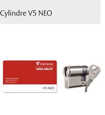 Cylindre 2 Entrées Nickelé Vachette V5 Neo 60x45 Synkro 4 Clés Vis De 45