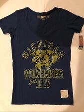 Distant Replays Womens T-shirt Michigan Wolverines Est 1817 Navy Blue Gold Print