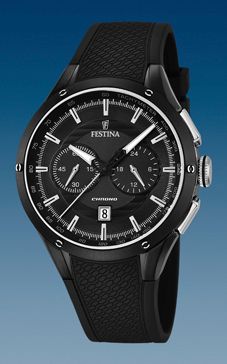 festina bracelet de montre f16832 / f16830 caoutchouc 16mm, noir