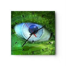 Horloge Murale En Verre 30x30cm Informatique Abstraction Processeur Wall Clock