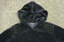 Juicy Couture Velour Hoodie Pullover Jacket Soft Velour S Black Nwt$128 Nailhead