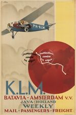 Klm Batavia Amsterdam R649 - Poster Hq 40x60cm D'une Affiche Vintage