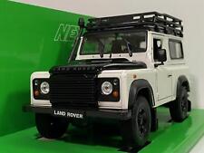 Land Rover Defender Blanc Noir Avec Toit Rack 1:24 Welly 22498sp