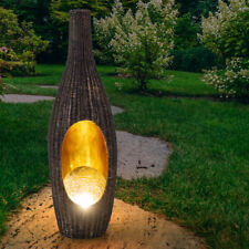 Led Extérieur Solaire Pied Lampe Rotin Design Jardin Déco Crackle Boule En Verre