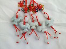 Lot Of 5 Chinese Zodiac Rooster Butterfly Knot Jade Cell Phone Charm Strap Red