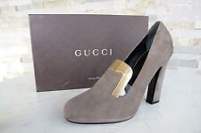 Luxe Gucci Taille 39,5 Talons Hauts Pumps Chaussures Gris Brun Taupe Neuf Ancien