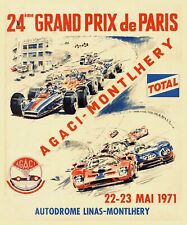 Montlhéry Auto Grand Prix Paris 1971- Poster Hq 40x50cm D'une Affiche Vintage