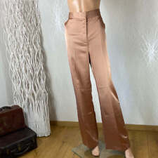Pantalon Femme Tissu Satin Rose Saumon Taille Haute Coupe Flare Kaos - 40