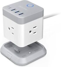 Power Strip Cube With Usb Type-c 5-foot Extension Detachable Base Easy Mounting