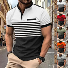 T-shirts Pour Hommes Colorblock Stripe Shirt Hommes Casual Manches Courtes #