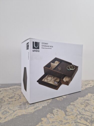 Umbra Jewelry Box-modern Keepsake Storage Organizer With Hidden Black/walnut 