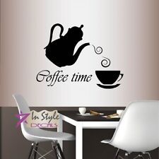 Vinyl Wall Decal Coffee Time Kettle Cup Kitchen Café Coffee Shop Sticker 590