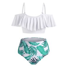 Zaful Tankini Tropical Leaf Flounce Overlay Swimsuit 2xl - Plus Size New W/ Tags