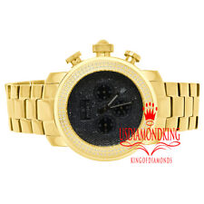 1.5ctw Genuine Natural Real Diamond Full Stainless Steel Men's Yellow Gold Watch