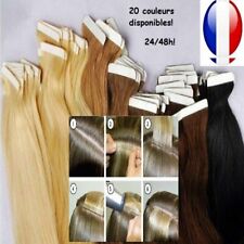 10-20-30-40 Extensions Tape Bandes Adhesives Cheveux Naturels Remy Hair 49-60 Cm