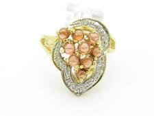 14k Solid Yellow Gold Genuine Red Ruby & Diamond Vintage Design Right Hand Ring