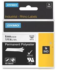 1805442 Dymo 6mm Permanent Polyester Bande (noir Sur Blanc ) Pour Dymo Rhino