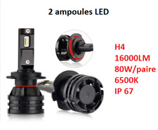 2 Ampoules Led H4 De Phares Pour Voiture Moto Automobile 16000lm 6500k 12v Ip 67