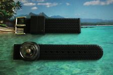 20mm Black Rubber Diver Combat Watch Band Watchband Bracelet Strap + Compass 002