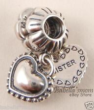 2pc My Special Sister Authentic Pandora Silver Heart Charm Dangle 791383 W Pouch