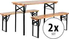 2x Ensemble Salon De Jardin Table Et Chaise Exterieur Balcon Bois Pliables 117cm