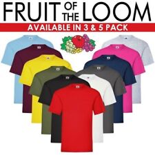 3 & 5 Paquet Fruit Of The Loom Hommes 100% Coton Uni T-shirt