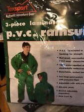 3 Piece Laminated Pvc Rainsuit----texsport---medium--green----new