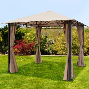 3x3 M Garden Gazebo Pavilion Approx 220 G/m² Polyester Roof With 4 Sidewalls
