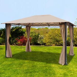 3x4 M Garden Gazebo Pavilion Approx 220 G/m² Polyester Roof With 4 Sidewalls