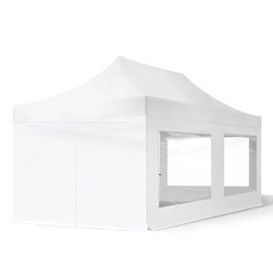 3x6m Pes Pop Up Gazebo Marquee Steel 30 Mm Sidewalls With Panorama Windows White