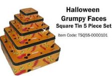 5 New High Quality Halloween Grumpy Face Tin Case Usa 5 Pcs Set On Sale Now 