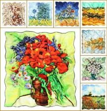 90cm Impression D'art Châle Foulard Echarpe Soie Claude Monet Van Gogh Coloré