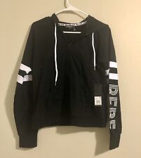$99 Bebe Womens Black Blocked Stripe Logo Jacket Size Small