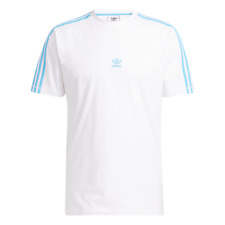Adidas Originaux Homme Bloqué 3-stripe Trèfle T-shirt Bluw Rétro Neuf