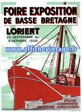 Affiche Poster Bretagne Normandie Lorient 1938
