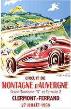 Affiche Poster Circuit Auvergne 1958 Clermont Ferrand