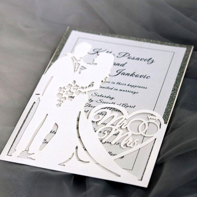 agatha christie 20 piÃ¨ces/ensemble laser cut mr & mrs invitations de mariage carte inviter enveloppes nuptiale douche fianÃ§ailles