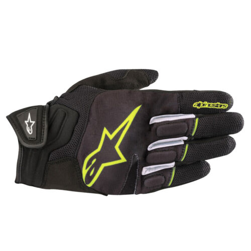 Alpinestars Atom Motorcycle Fabric Gloves Black Yellow Fluo Size M